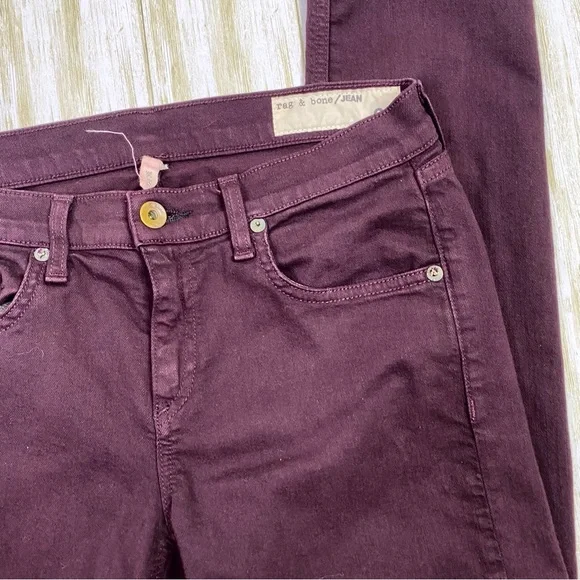 Rag & Bone Maroon Fine Wine The Dre Skinny Jeans